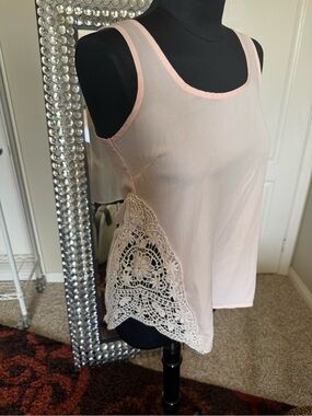 Charlotte Russe Light Pink Crochet Side-Panel Tank